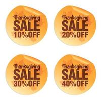 Thanksgiving Orange Sale Sticker Set 10, 20, 30, 40 Stück mit Herbstlaub vektor