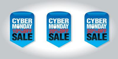 Cyber-Montag-Verkaufsset mit Abzeichen 10, 20, 30 Rabatt vektor