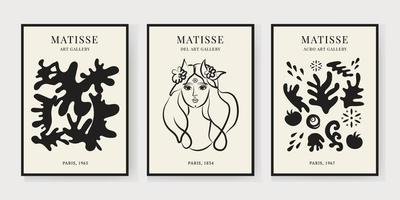 abstraktes Matisse-Kunstset, ästhetische moderne Kunst, minimalistische Kunst, Illustration, Vektor, Poster, Postkarte. eine reihe von kreativer kunst der abstrakten mode vektor