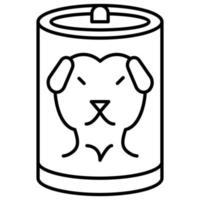 konserverad hund mat ikon, sällskapsdjur affär tema vektor
