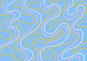 abstrakter Hintergrund mit bunten geschwungenen rosa, gelben, weißen Linien auf blauem Hintergrund vektor