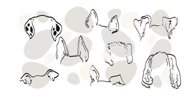 Haustier Hund Ohren Umrisszeichnung Doodle Sketh Vektor Icon Illustration