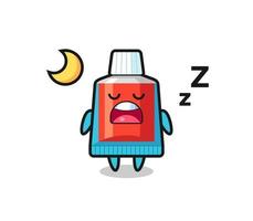 tandkräm karaktär illustration sovande på natt vektor