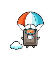 matta maskot tecknad serie är fallskärmshoppning med Lycklig gest vektor