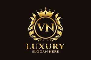 Royal Luxury Logo-Vorlage mit anfänglichem vn-Buchstaben in Vektorgrafiken für luxuriöse Branding-Projekte und andere Vektorillustrationen. vektor