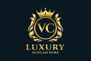 Royal Luxury Logo-Vorlage mit anfänglichem vc-Buchstaben in Vektorgrafiken für luxuriöse Branding-Projekte und andere Vektorillustrationen. vektor