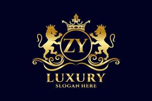 Initial zy Letter Lion Royal Luxury Logo Vorlage in Vektorgrafiken für luxuriöse Branding-Projekte und andere Vektorillustrationen. vektor