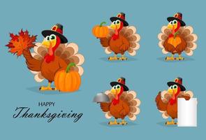Glad thanksgiving. tacksägelse kalkon vektor