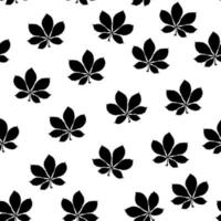 Nahtloses Muster von Silhouetten von Blättern auf weißem Hintergrund. schwarz-weißer Hintergrund vektor