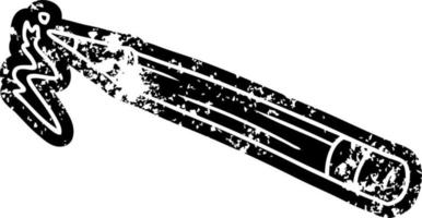 grunge ikon teckning av en färgad penna vektor