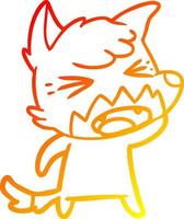 warme Gradientenlinie, die einen wütenden Cartoon-Fuchs zeichnet vektor
