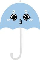 Retro-Cartoon-Regenschirm in flacher Farbe vektor