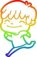 regnbågsgradient linjeteckning tecknad glad pojke vektor