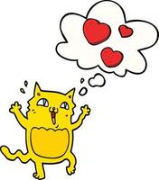 tecknad serie katt galen i kärlek och trodde bubbla vektor
