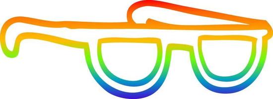 Regenbogen-Gradientenlinie Zeichnung Cartoon-Sonnenbrille vektor