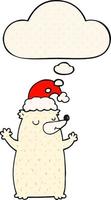 niedlicher Cartoon-Weihnachtsbär und Gedankenblase im Comic-Stil vektor