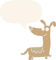Cartoon-Hund und Sprechblase im Retro-Stil vektor