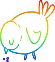 Regenbogen-Gradientenlinie Zeichnung Cartoon pickender Vogel vektor