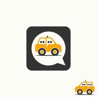 einfaches und einzigartiges kleines Mini-Taxi-Auto mit Talk-Zeichen-Bild-Grafik-Symbol-Logo-Design-abstraktem Konzept-Vektor-Lager. kann als Symbol für Transport oder Kommunikation verwendet werden vektor