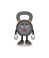 Kettlebell-Cartoon-Illustration mit traurigem Gesicht vektor