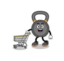 Karikatur von Kettlebell mit einem Einkaufswagen vektor