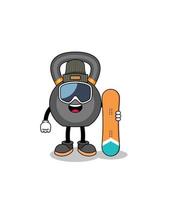 Maskottchen-Karikatur des Kettlebell-Snowboardspielers vektor