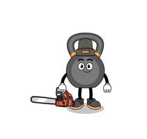 Kettlebell Illustration Cartoon als Holzfäller vektor