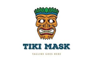 årgång hawaiian trä- tiki bar mask ansikte logotyp design vektor