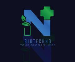biotech logotyp med ört- blad brev n. ört- logotyp vecktor mall. medicinsk ört- logotyp. vektor