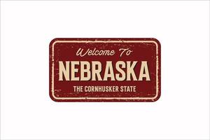ett illustration av en Välkommen till Nebraska de cornhusker stat tecken isolerat på en vit bakgrund vektor