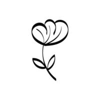 Blumenkunst. Blumenzeichnung mit Strichzeichnungen. vektor