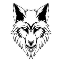 Vektorgrafik Der Kopf eines Wolfs mit einer Position, um seine Beute zu verfolgen Schwarz-Weiß-Design vektor