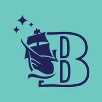 Alphabet altes Segelboot b Logo vektor