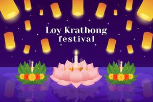 lutning loy krathong festival baner illustration design vektor