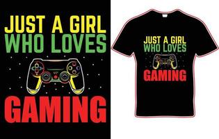 nur ein Mädchen, das Gaming-T-Shirt-Design liebt vektor