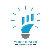 Business-Logo-Symbol-Illustration. enthält ein Glühbirnensymbol und ein wachsendes Grafiksymbol. flacher Designstil. einfaches Design editierbar vektor