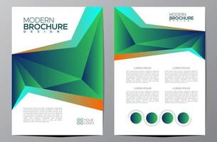 flyer-broschürendesign, a4-vorlage für business-cover, geometrische grüne verlaufsfarbe aus papier vektor