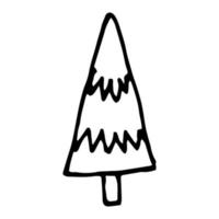 tall. ritad för hand jul träd logotyp för ny år firande, klotter illustration av en träd eller isolerat på vit vektor