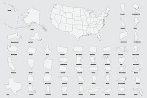 förenad stater av Amerika med varje stat Karta på USA flagga. vektor
