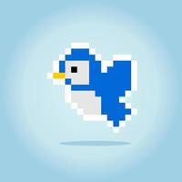 pixel 8-bitars flygande fågel. djur spel tillgångar i vektorillustration. vektor