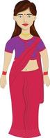 indische frauen, die saree und armreifen tragen, vector illustrationskarikatur