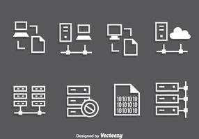 Server Rack Weiß Icons Vektor