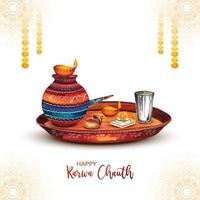 glücklicher karwa chauth festivalgrußkartenhintergrund vektor