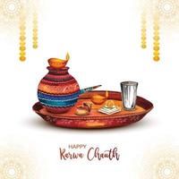 Lycklig karwa kauth festival hälsning kort bakgrund vektor