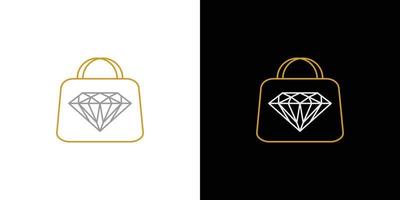 Modernes und luxuriöses Diamanttaschen-Logo-Design vektor