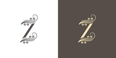 luxuriöser und eleganter buchstabe z initialen text logo design vektor