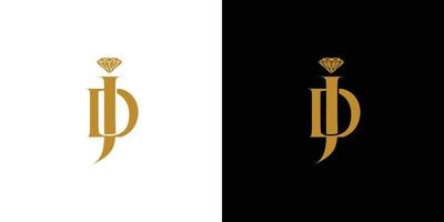 jd brev initialer logotyp design kombination av modern och lyx diamant symbol vektor