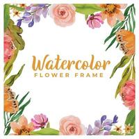 aquarellblumenrahmenschablone vektor