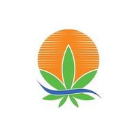 cannabis Sol kreativ natur logotyp vektor