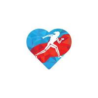 Physiotherapie Behandlung Herzform Konzept Logo Design Vorlage Vektor mit Läuferin. bunte vektorgesundheit. Logo der Physiotherapie-Klinik.